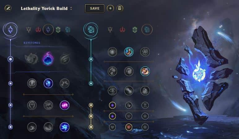 Lethality Yorick best runes lol season 11