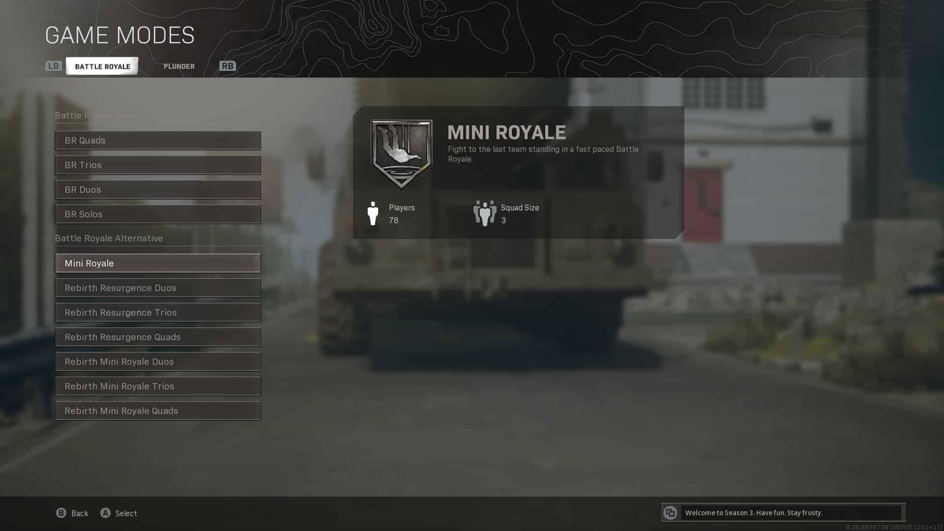 Warzone private match mode select