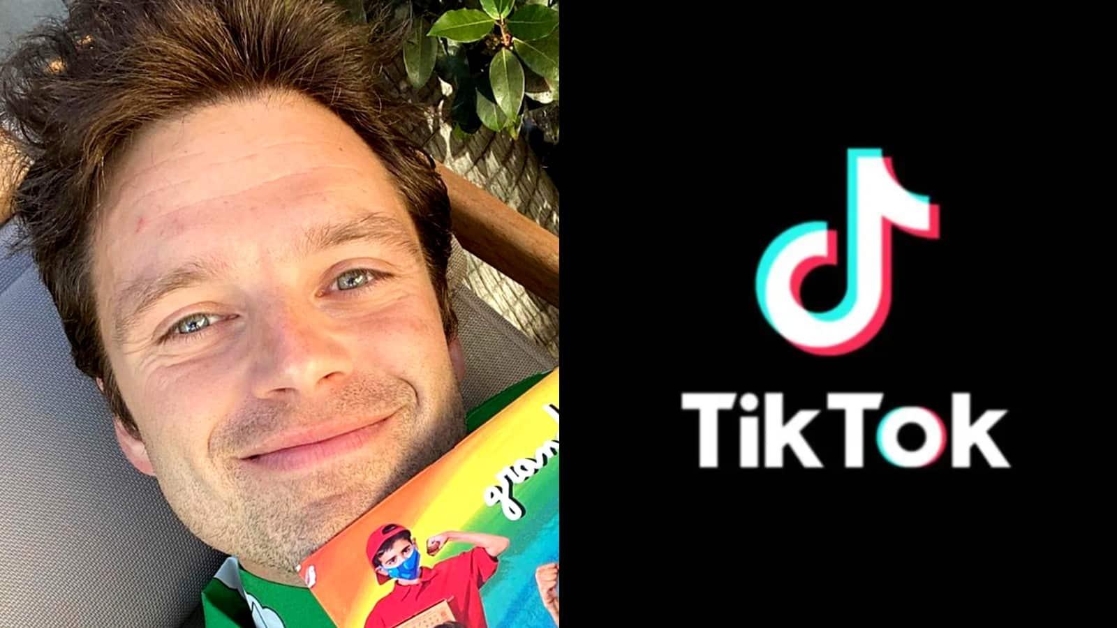 Sebastian Stan next to the TikTok logo