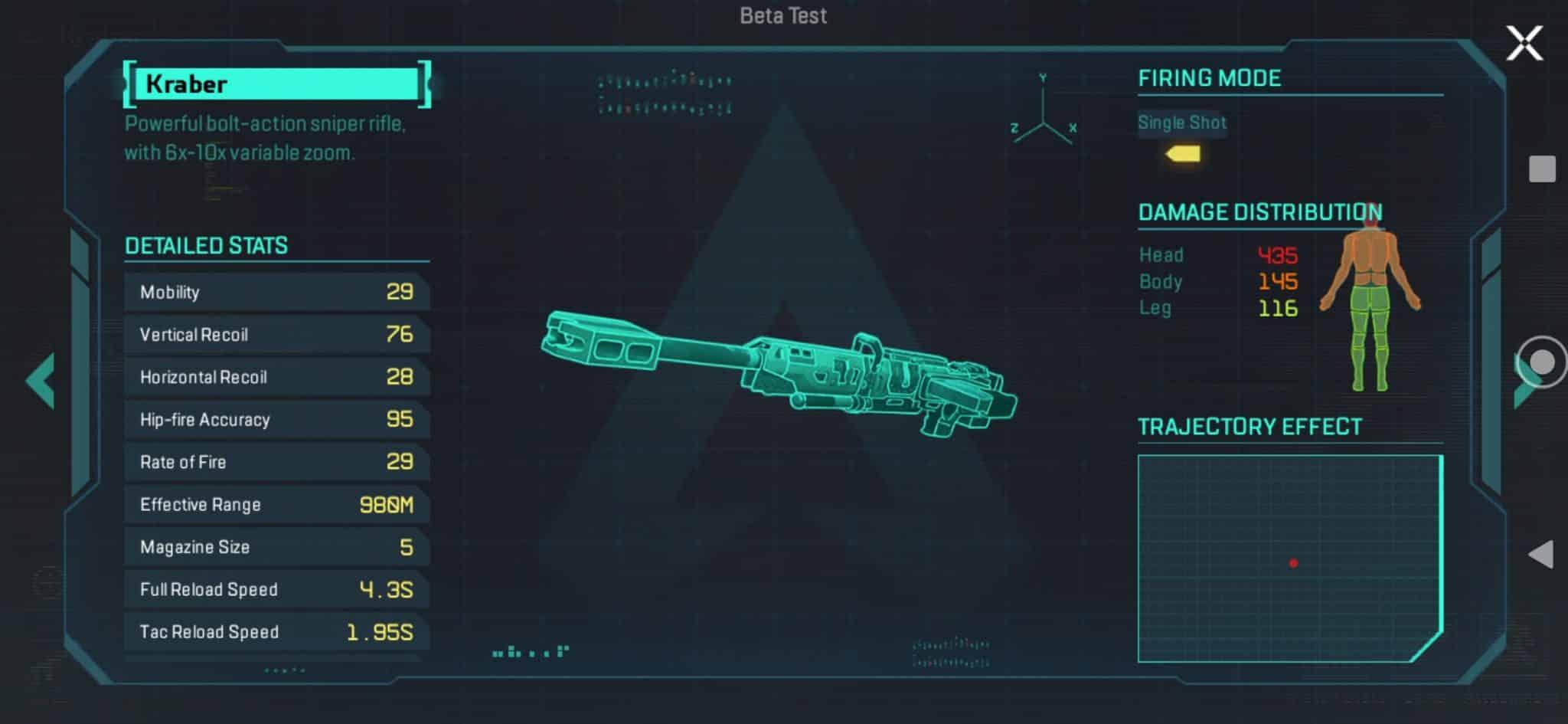 Kraber stats in apex legends