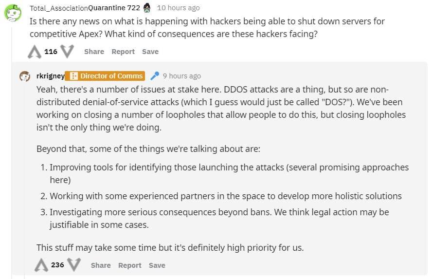 Apex Legends DDoS attacks