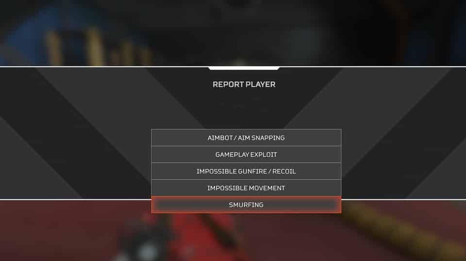 Apex Legends report screen