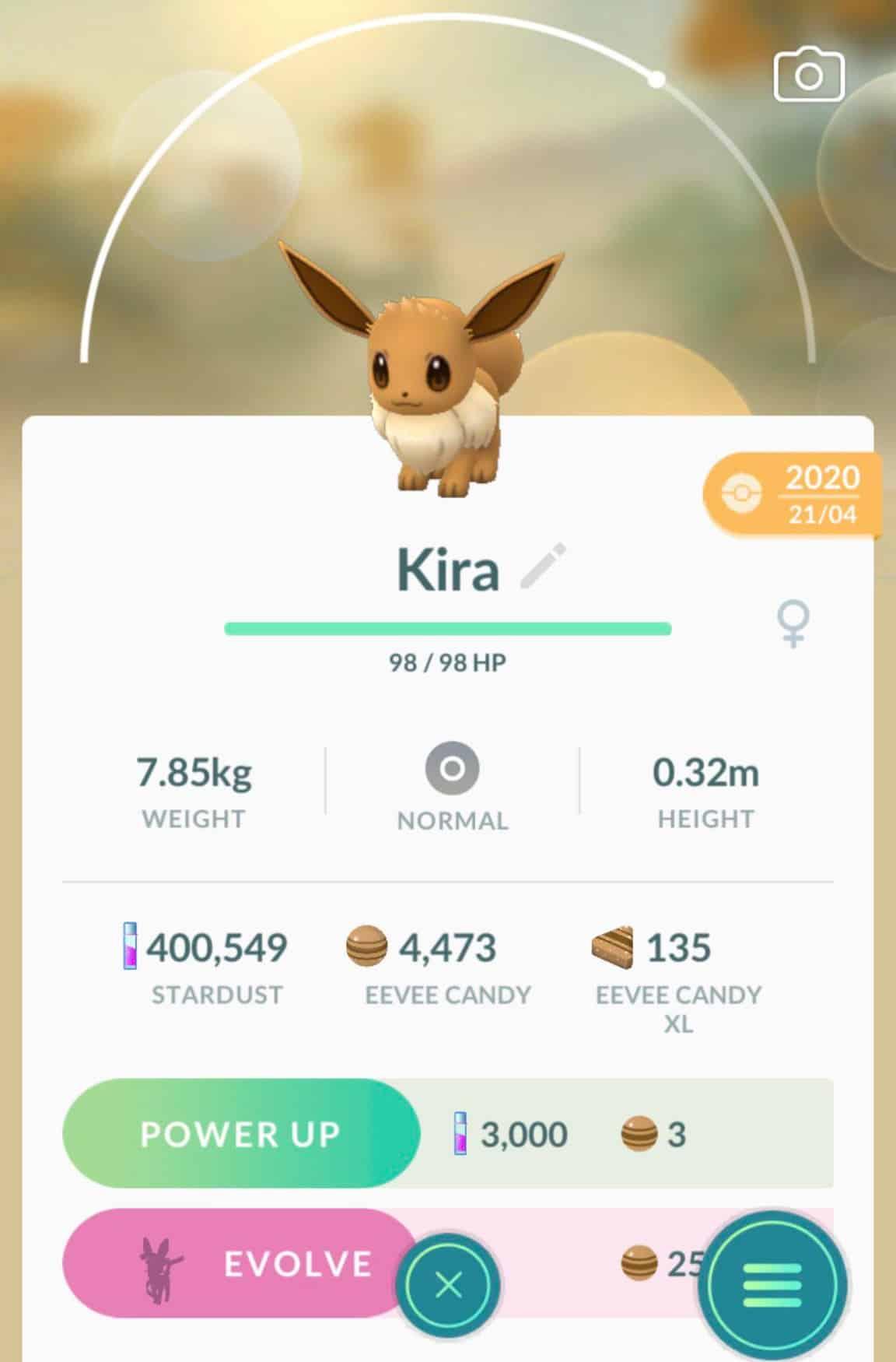 eevee in pokemon go