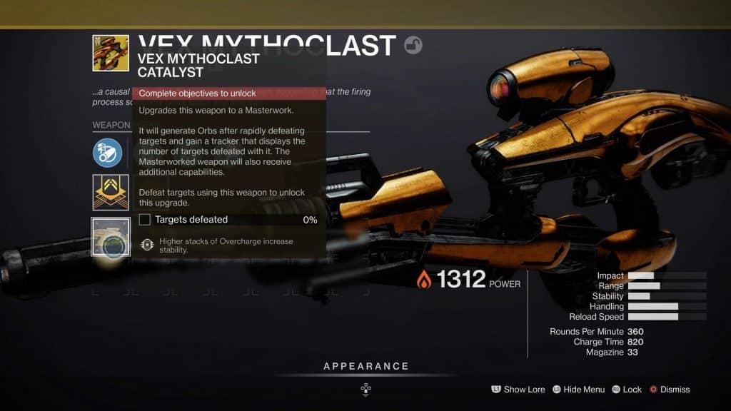 Destiny 2 Vex Mythoclast Catalyst