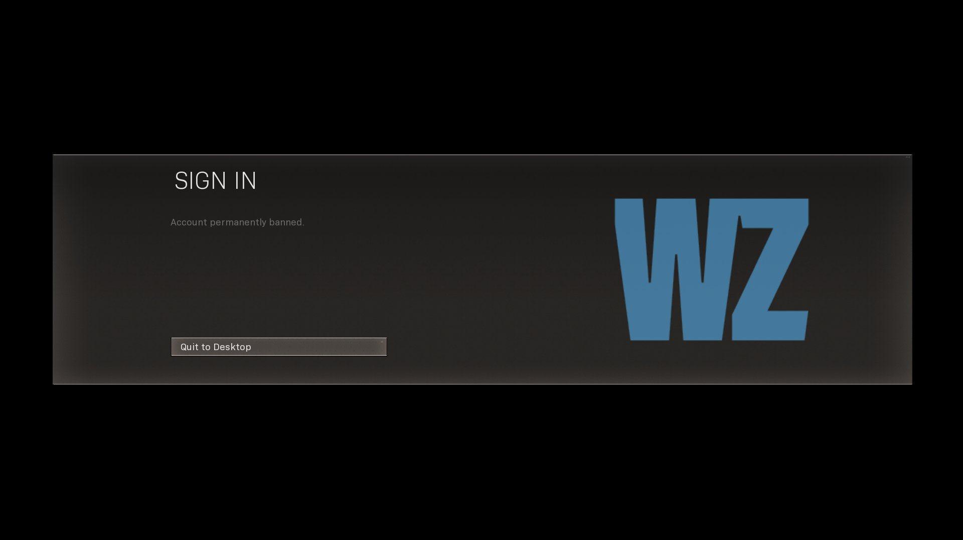 Warzone ban screen