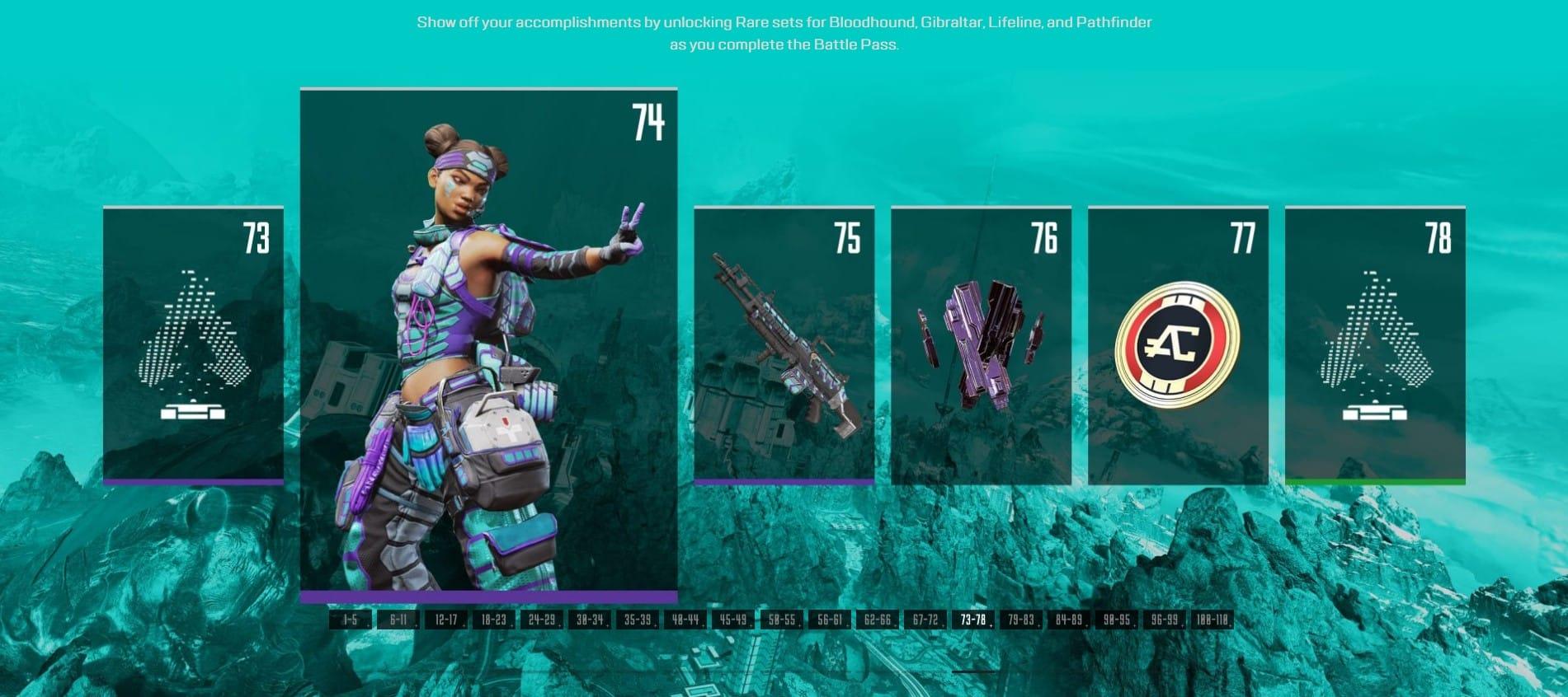 Apex Legends Season 10 battle pass tiers 73-78