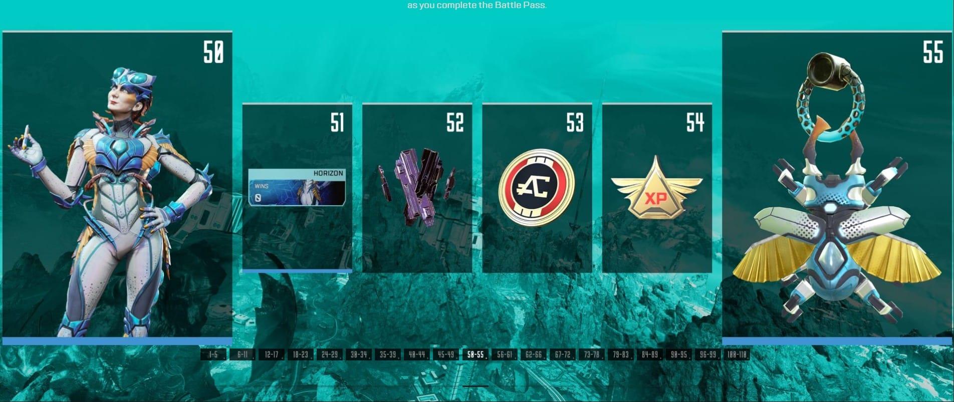 Apex Legends Season 10 Battle Pass tiers 50-55