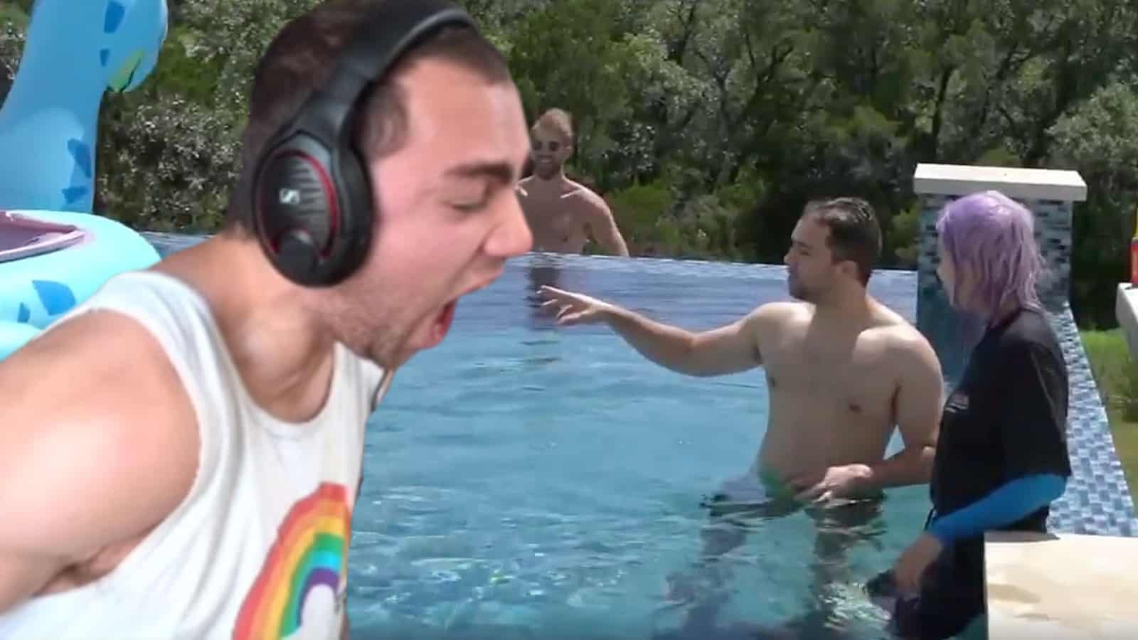 mizkif, hachubby in pool