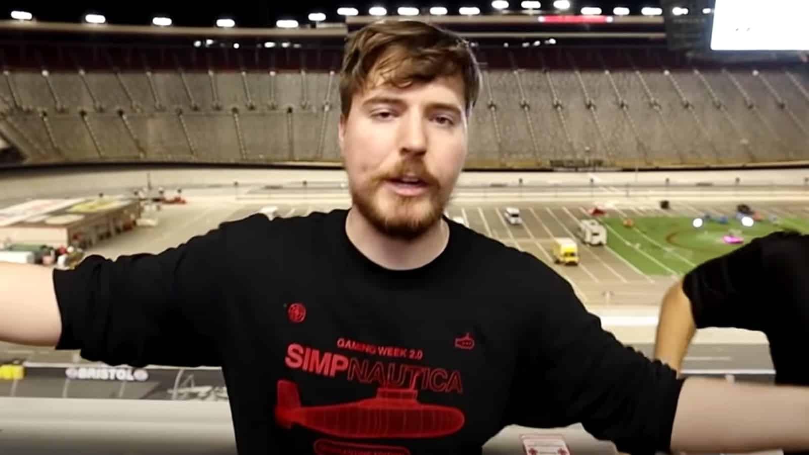 MrBeast standing in a stadium