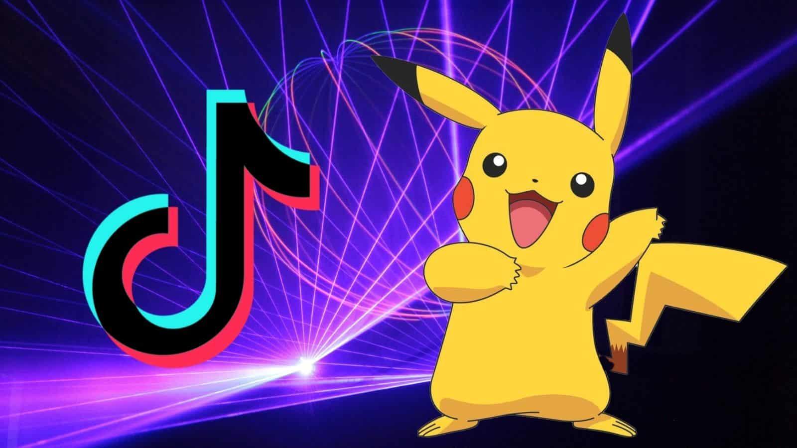 pikachu and tiktok logo