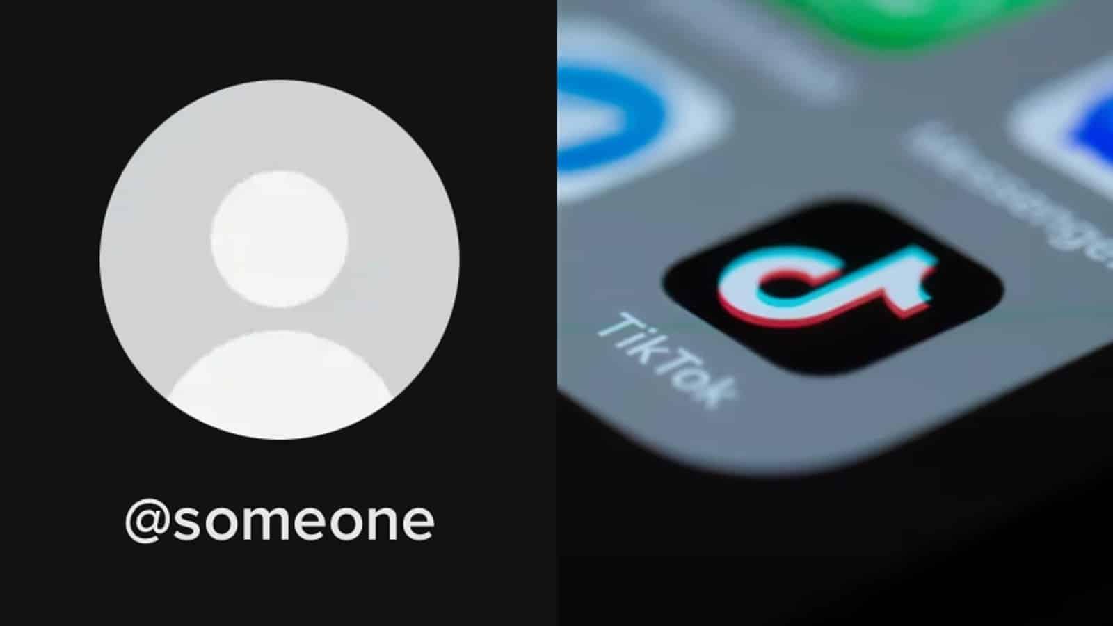 'Someone' account on TikTok next to the TikTok logo