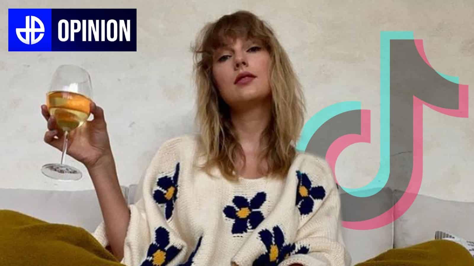 Taylor Swift next to the TikTok logo