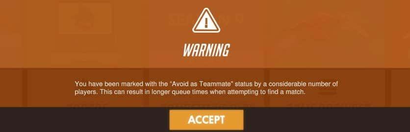 Overwatch Avoid as teammate notification