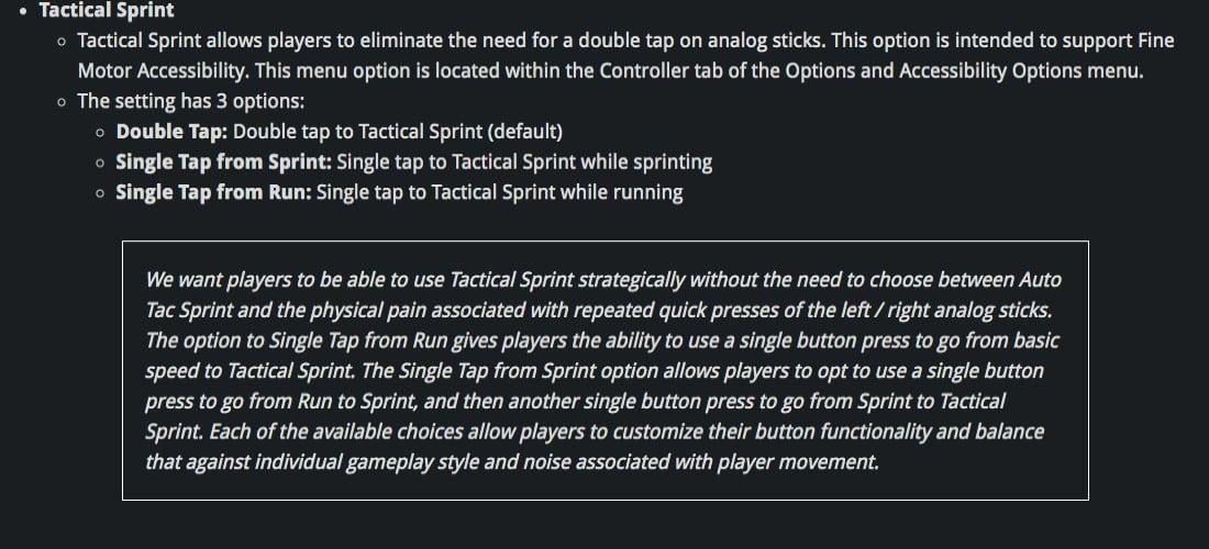 Sprint settings added to Warzone recently