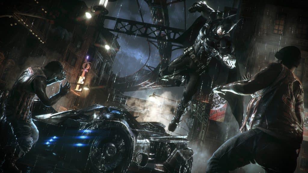 Batman fighting enemies in Batman Arkham Knight