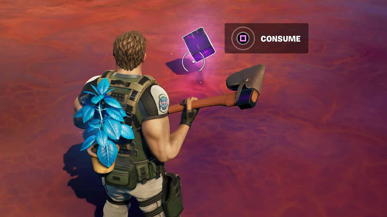 A player consuming a Shadow Stone in Fortnite