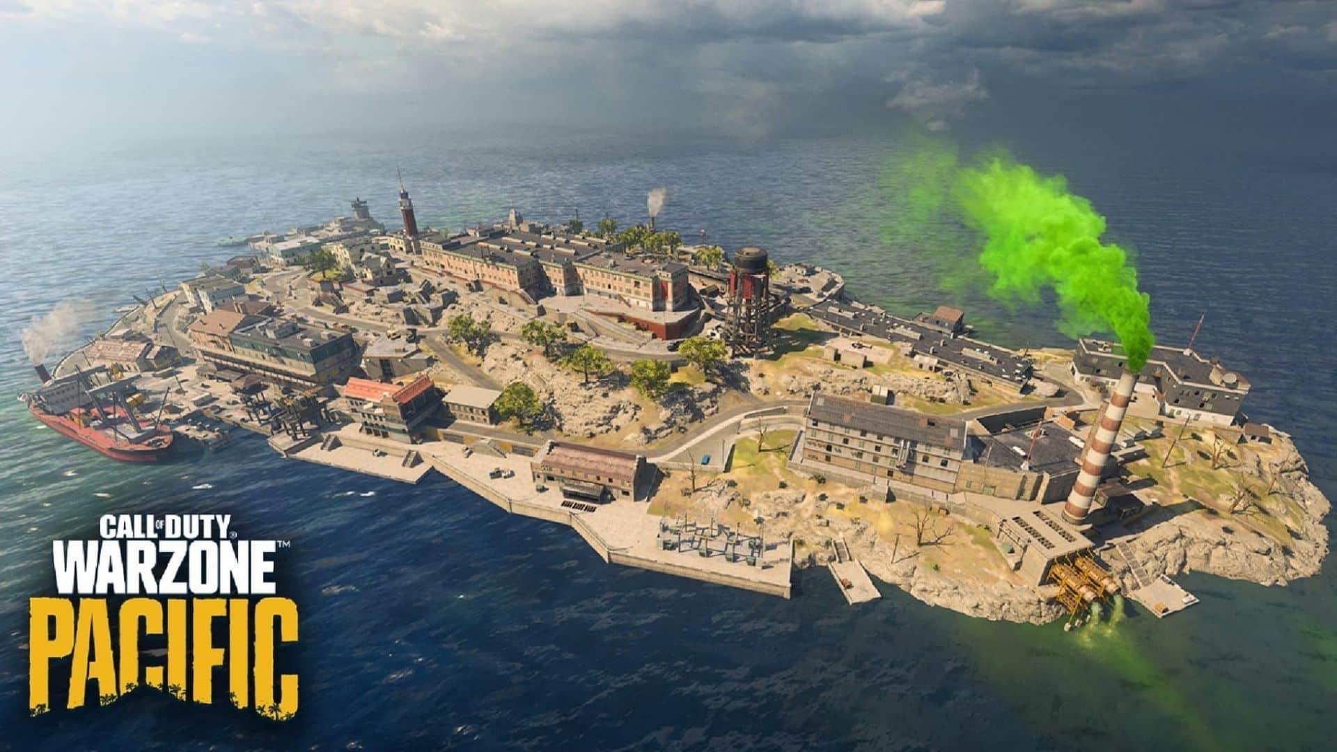 overhead view of rebirth island in cod warzone