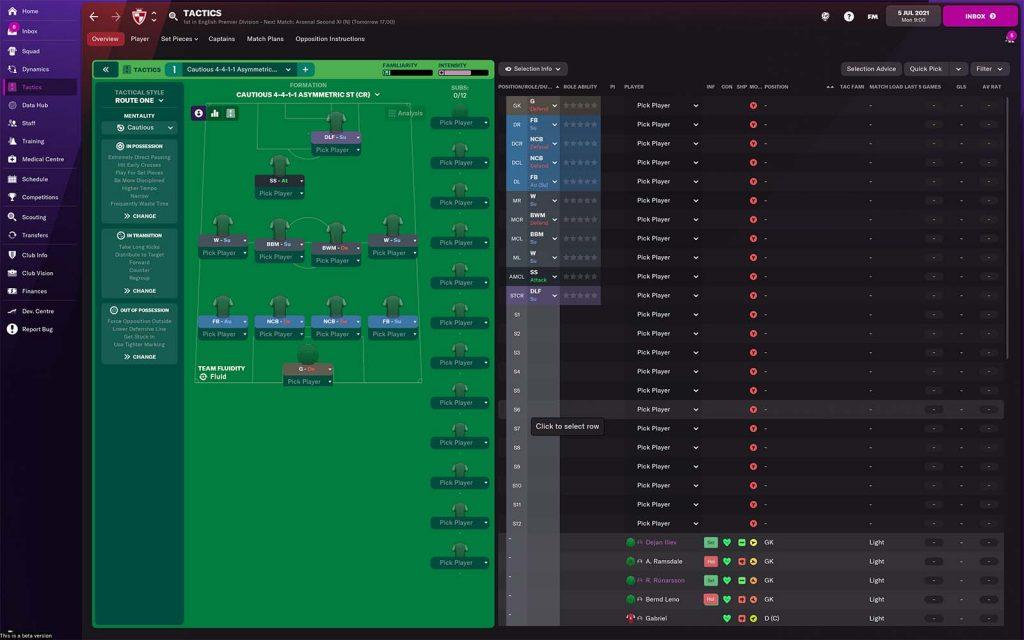 Football manager 2022 screenshot showing a formation