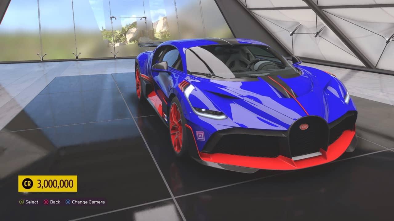 An image of the bugatti Divo 2019 in forza horizon 5