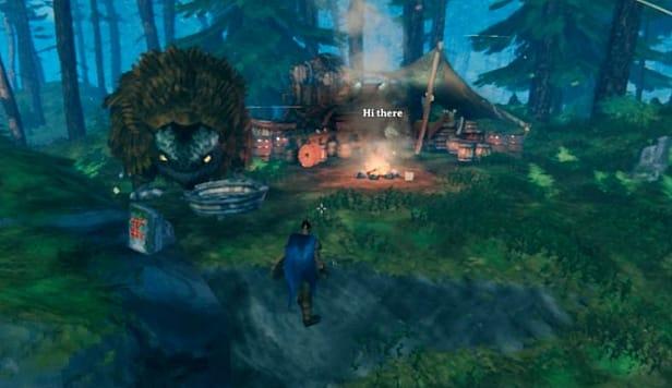 Valheim player visits trader camp haldor