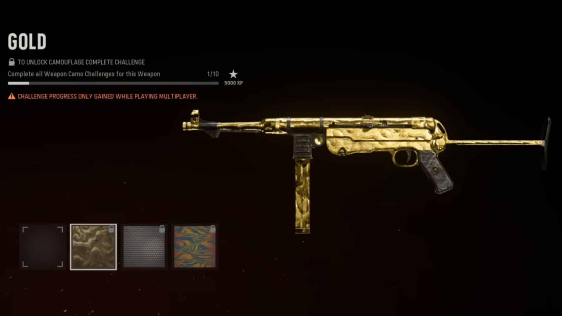 Gold MP40 weapon screen in CoD Vanguard