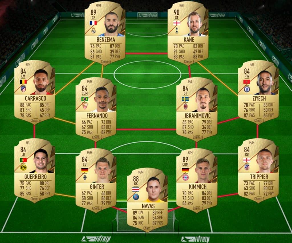 FIFA 22 base icon sbc 87 rated squad solution