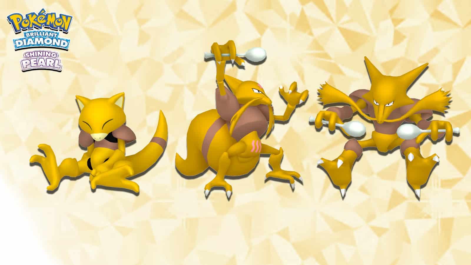 abra, kadabra, and alakazam in pokemon bdsp