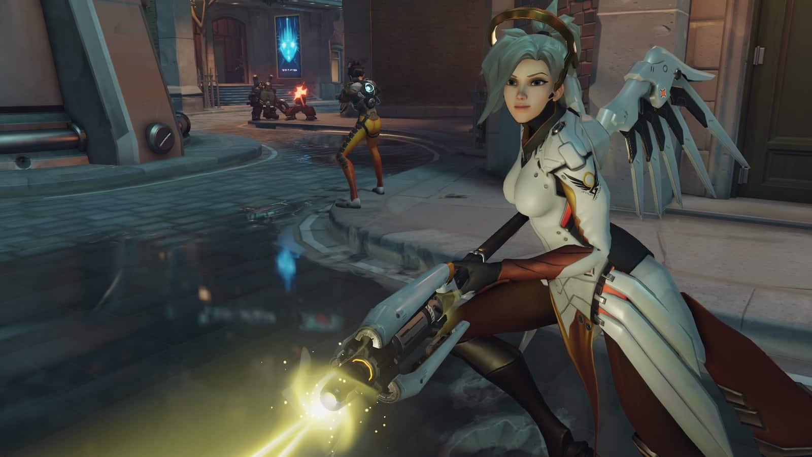 overwatch mercy on king's row with tracer