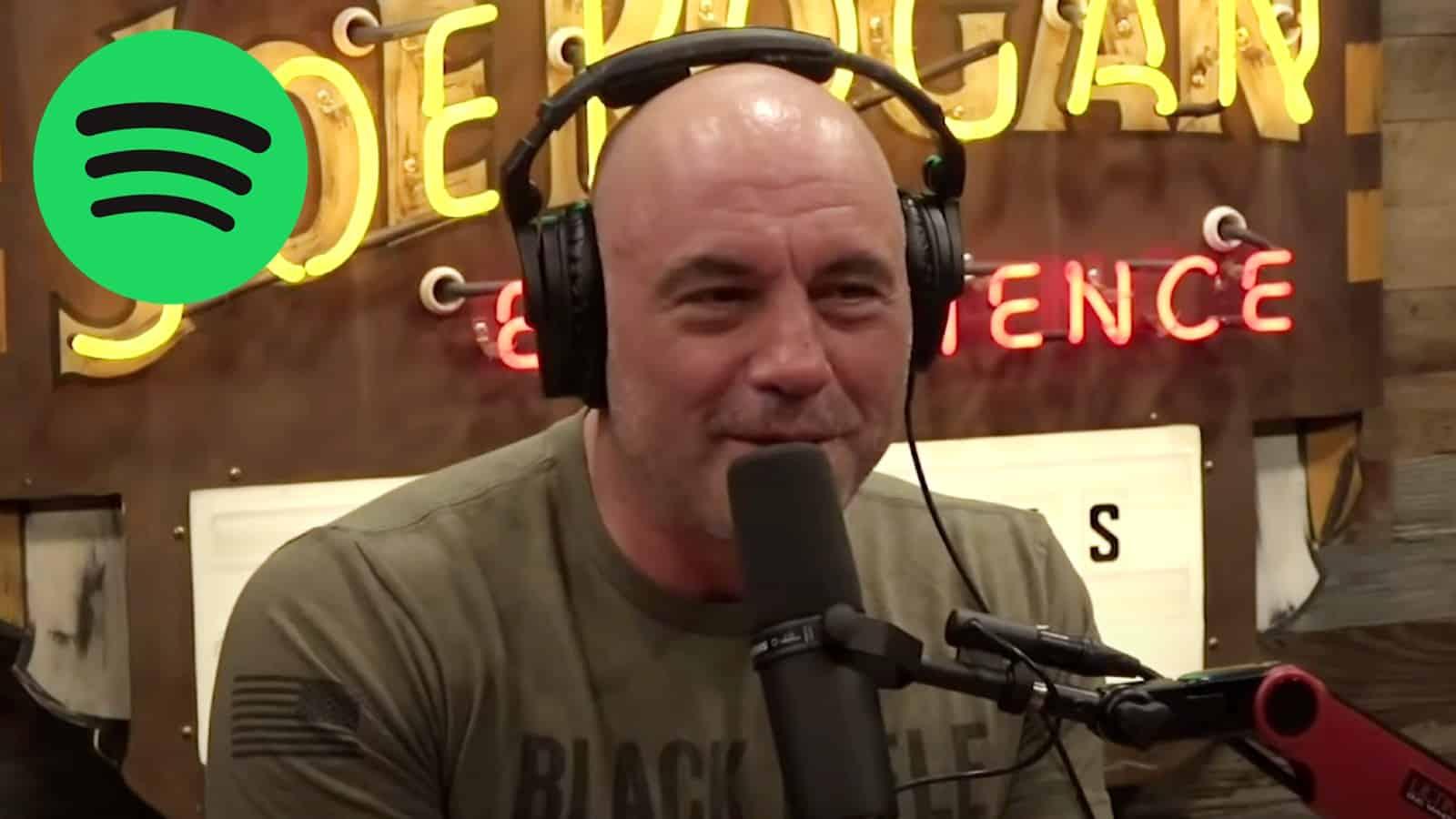 Joe Rogan next to the Spotify logo