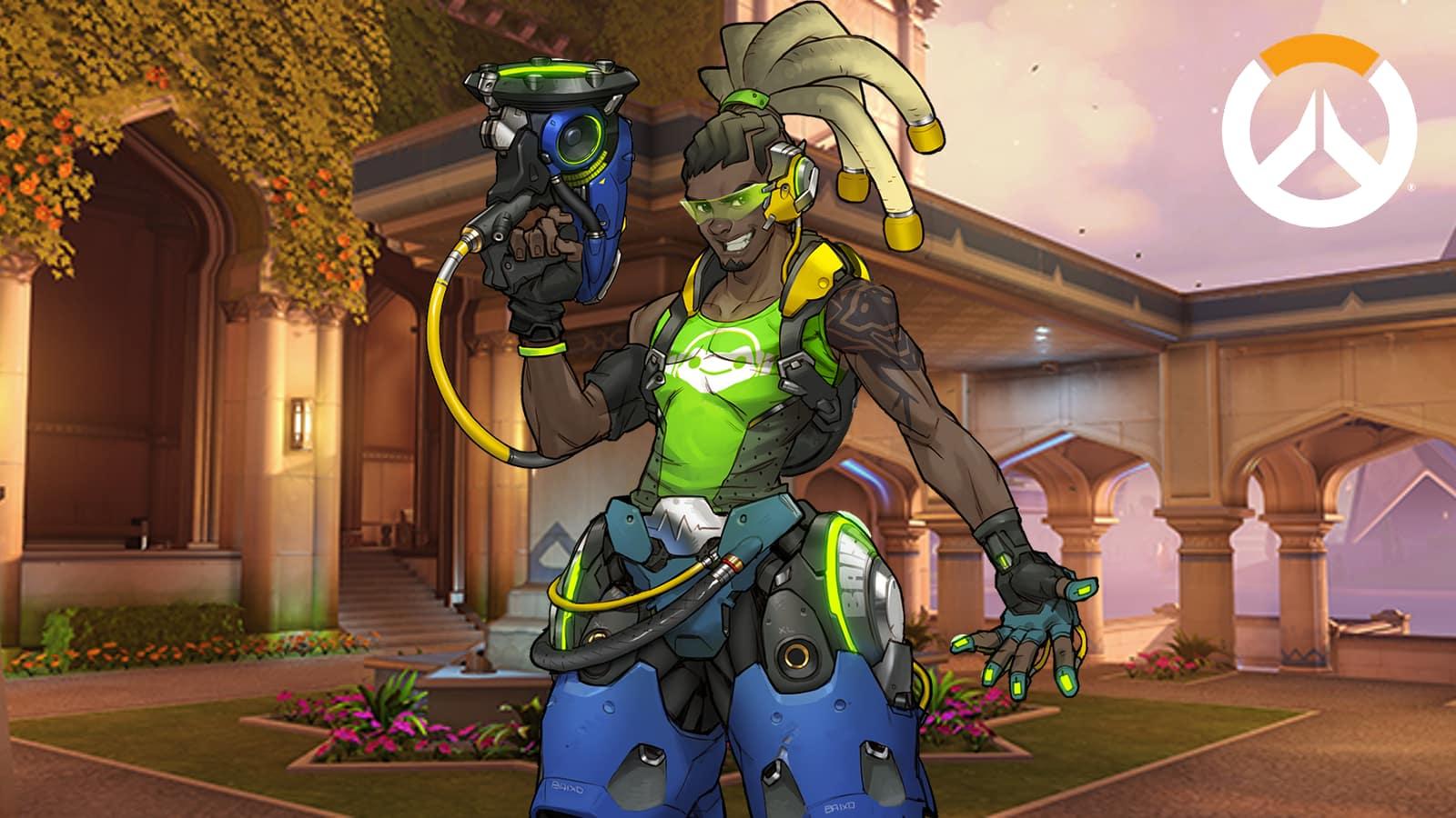 overwatch lucio on oasis gardens with logo