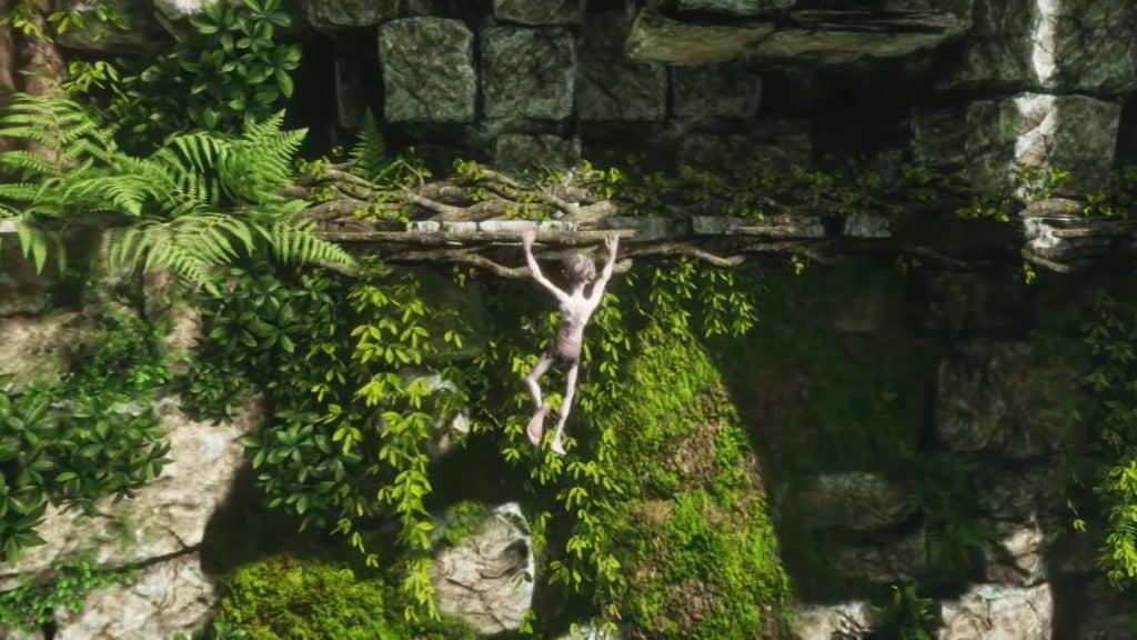 Gollum gameplay showing him climbing