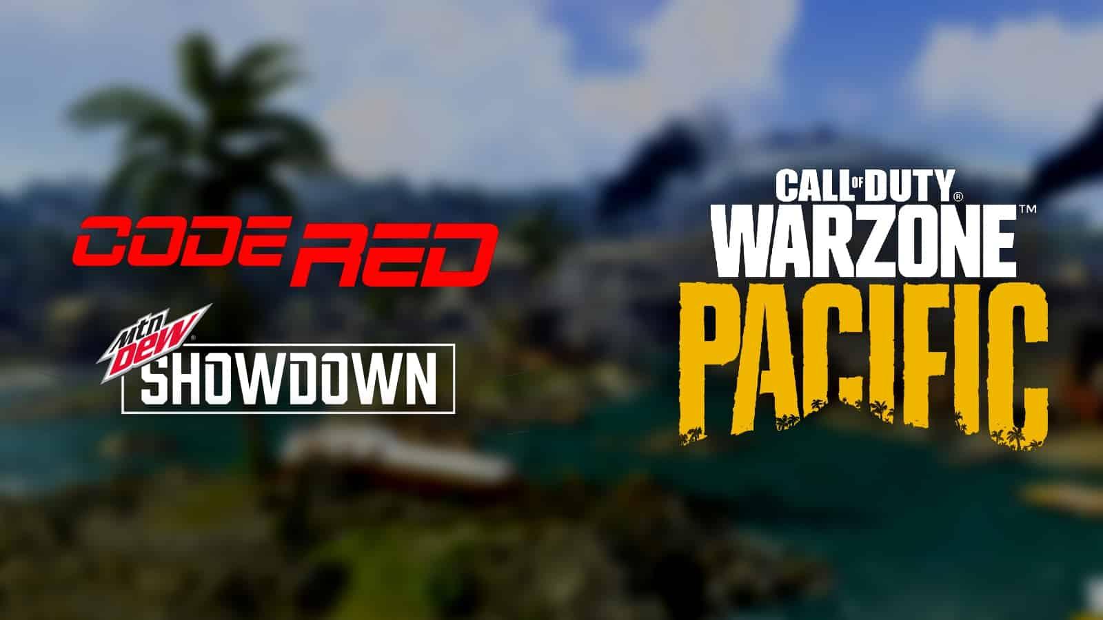 warzone pacific code red showdown with blurred caldera background