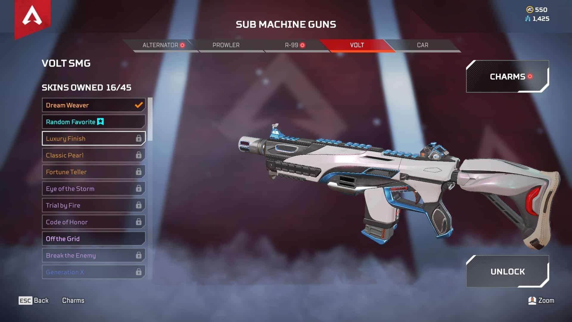 Luxury Finish volt weapon skin in Apex Legends