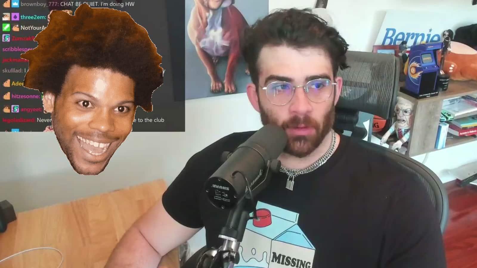 hasan with trihard emote on Twitch