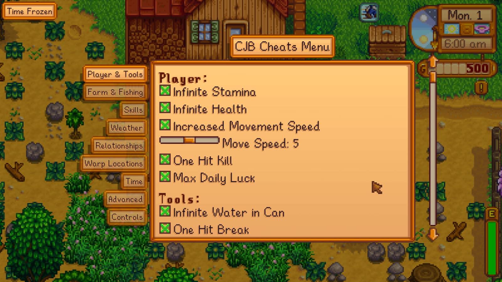 Stardew Valley mods cheats