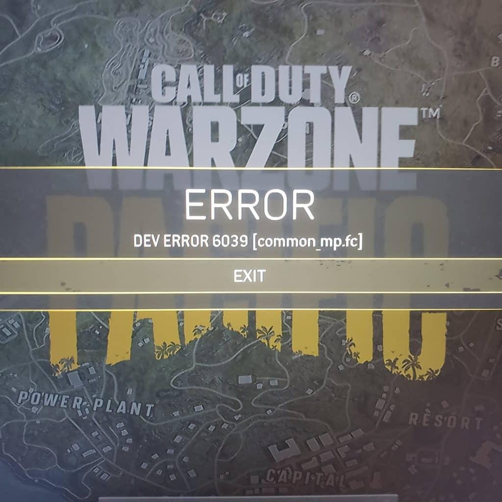 warzone dev error 6039 ps4