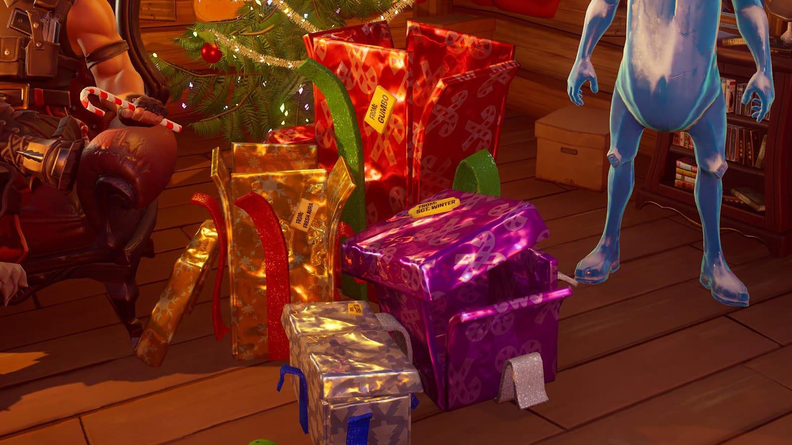 A screenshot of the last present in Fortnite