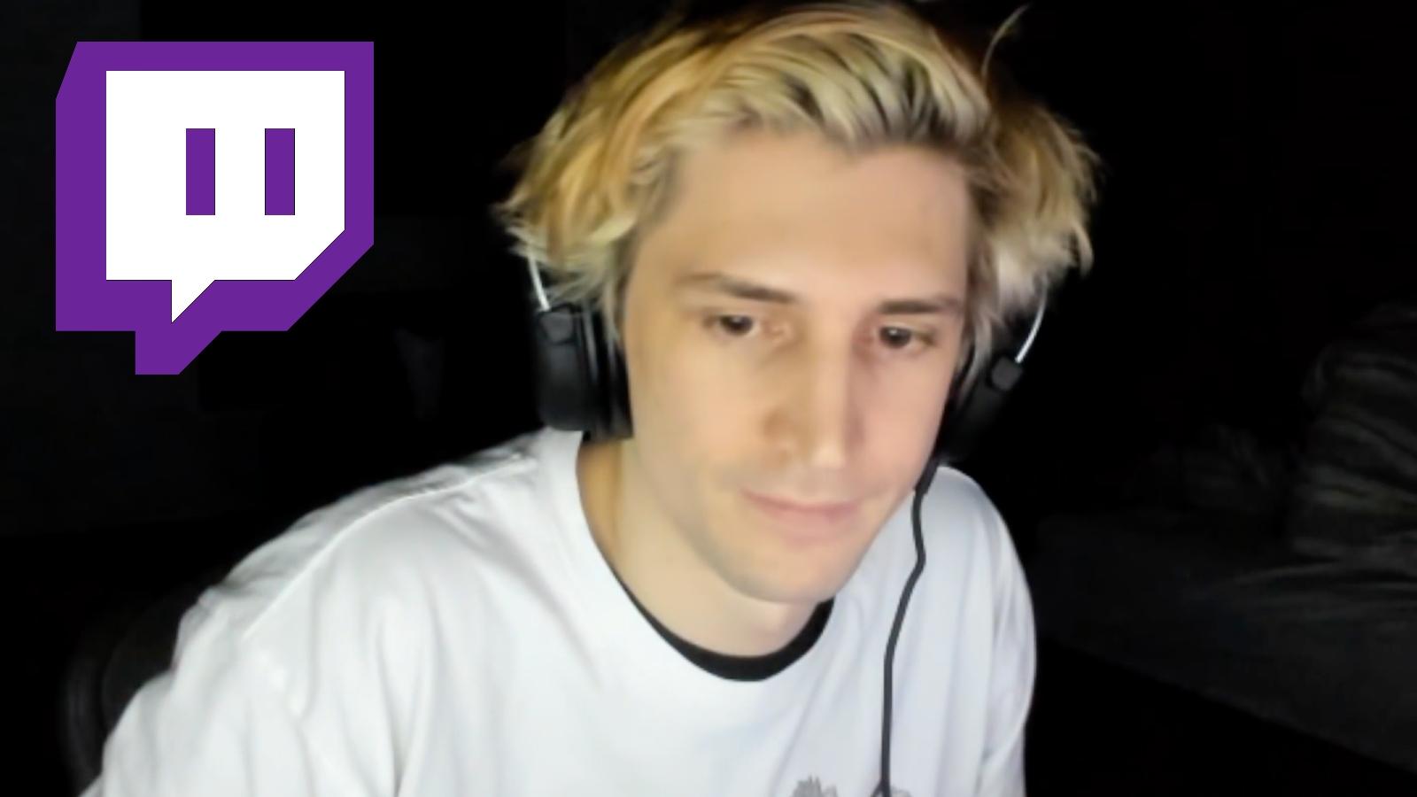 xqc on stream with twitch logo in corner