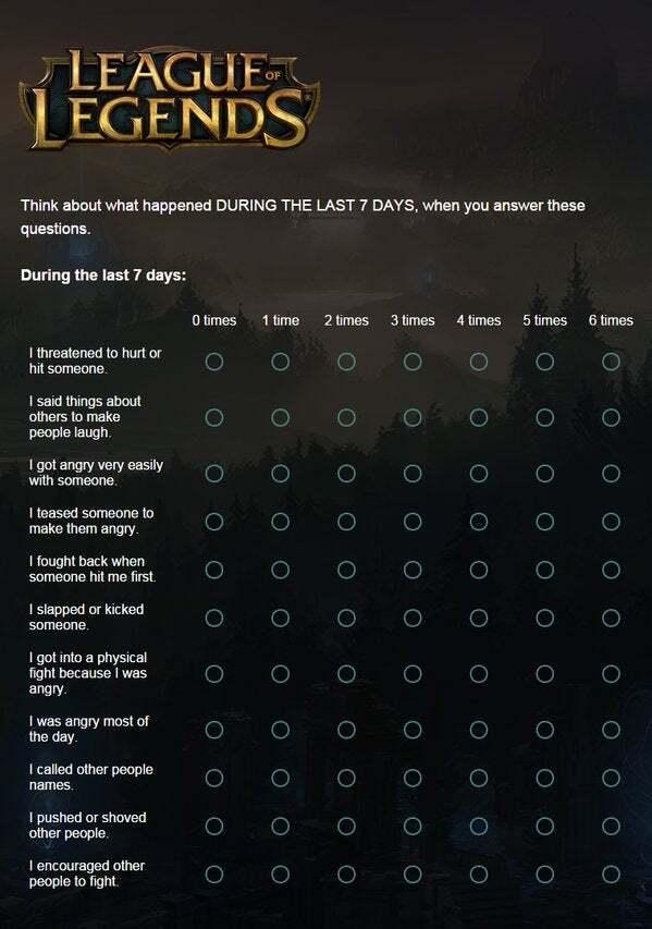 League of Legends survey screenshot