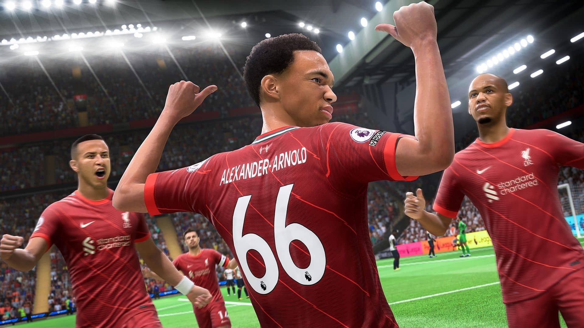 liverpool's trent alexander-arnold celebrating golf