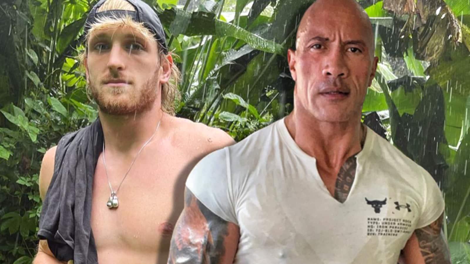 Logan Paul next to The Rock