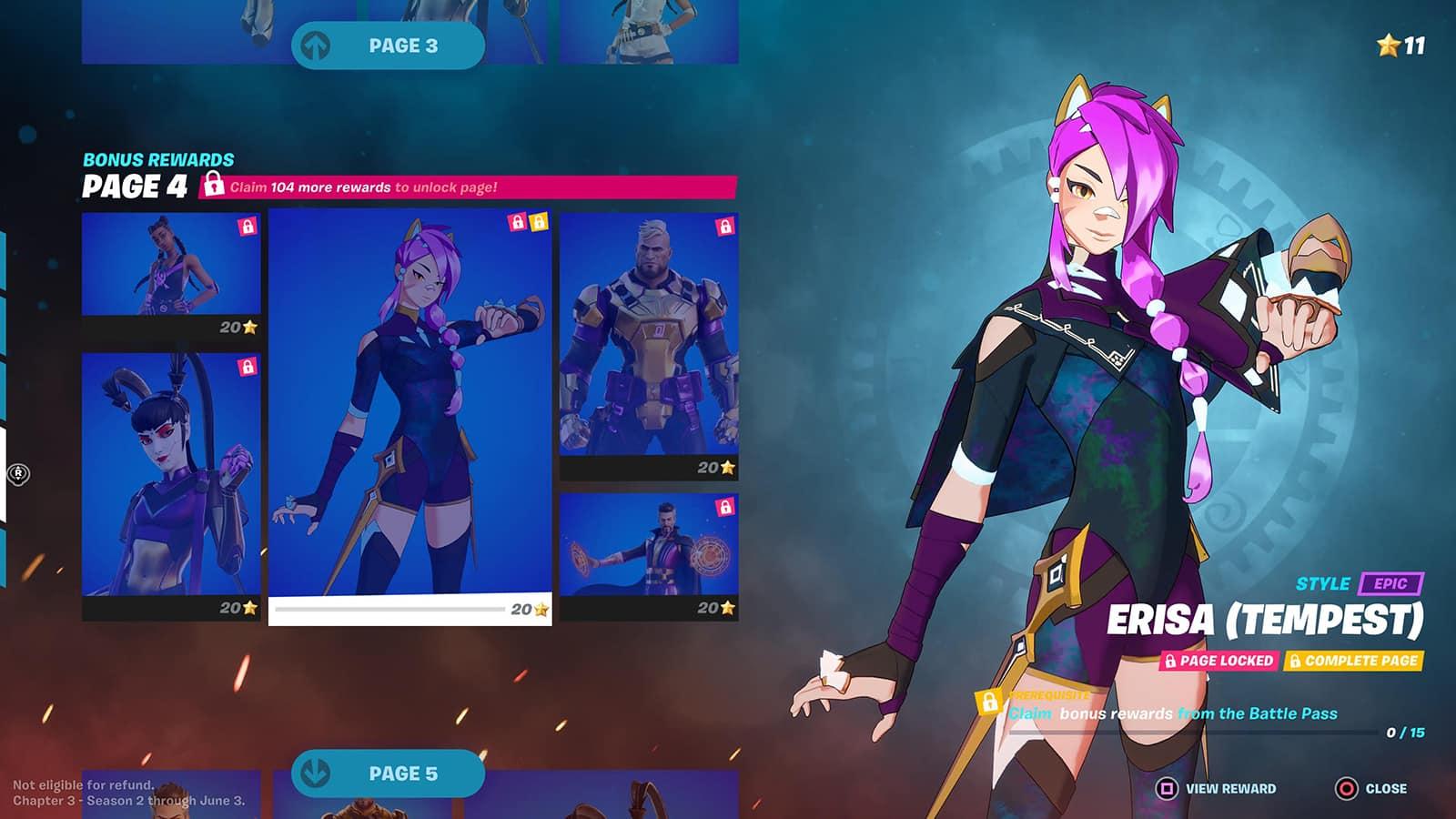 Tempest Super Level Styles menu in Fortnite