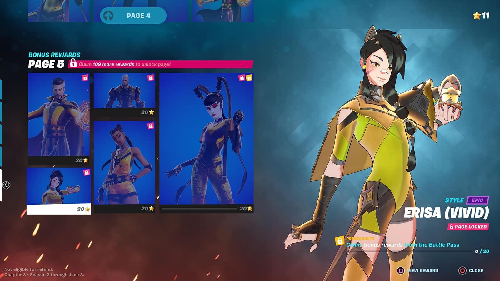 Vivid Super Level Styles menu in Fortnite