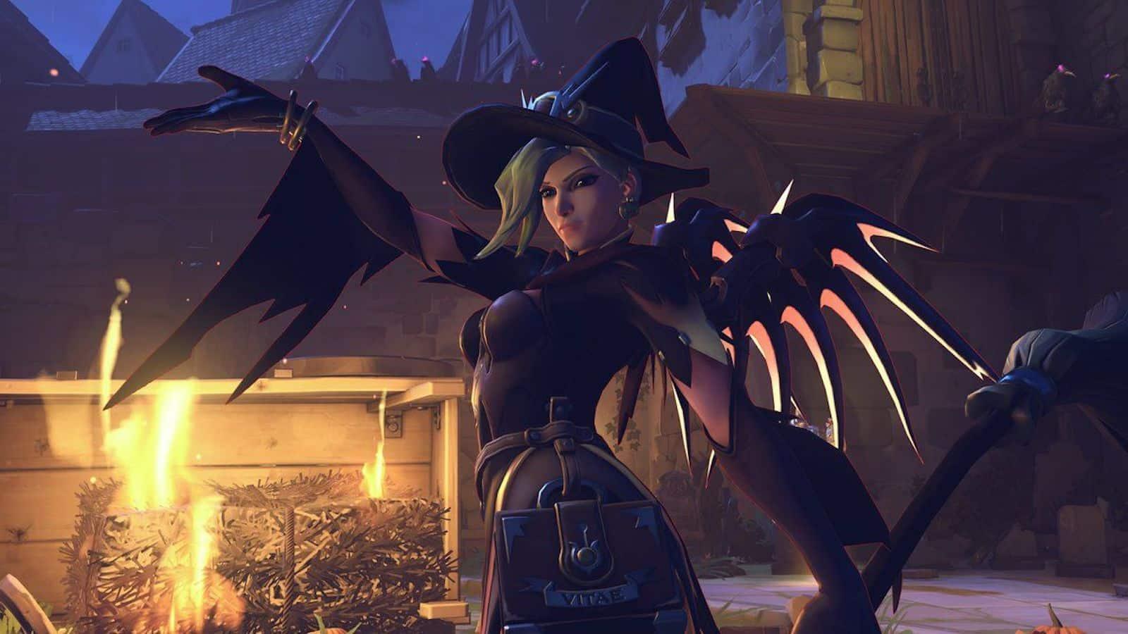 overwatch witch mercy on junkenstein castle