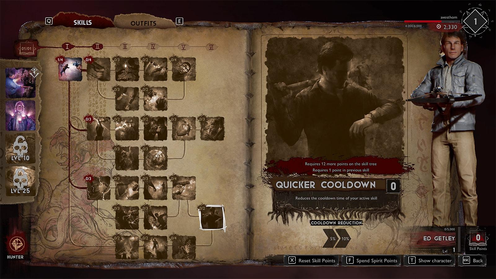 Skill tree in Evil Dead The Game