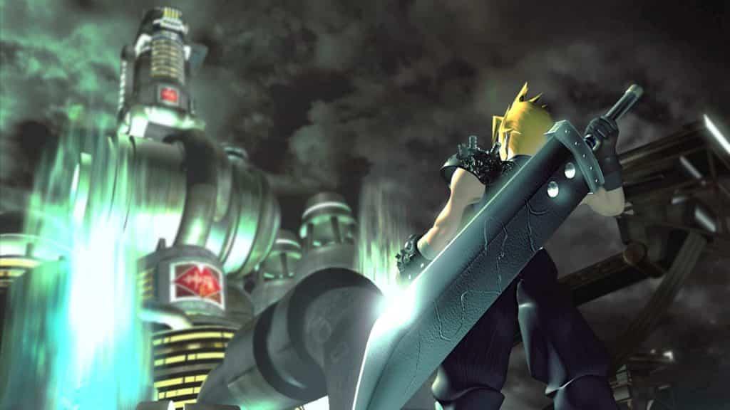 cloud strife looking at mako reactor in ff7