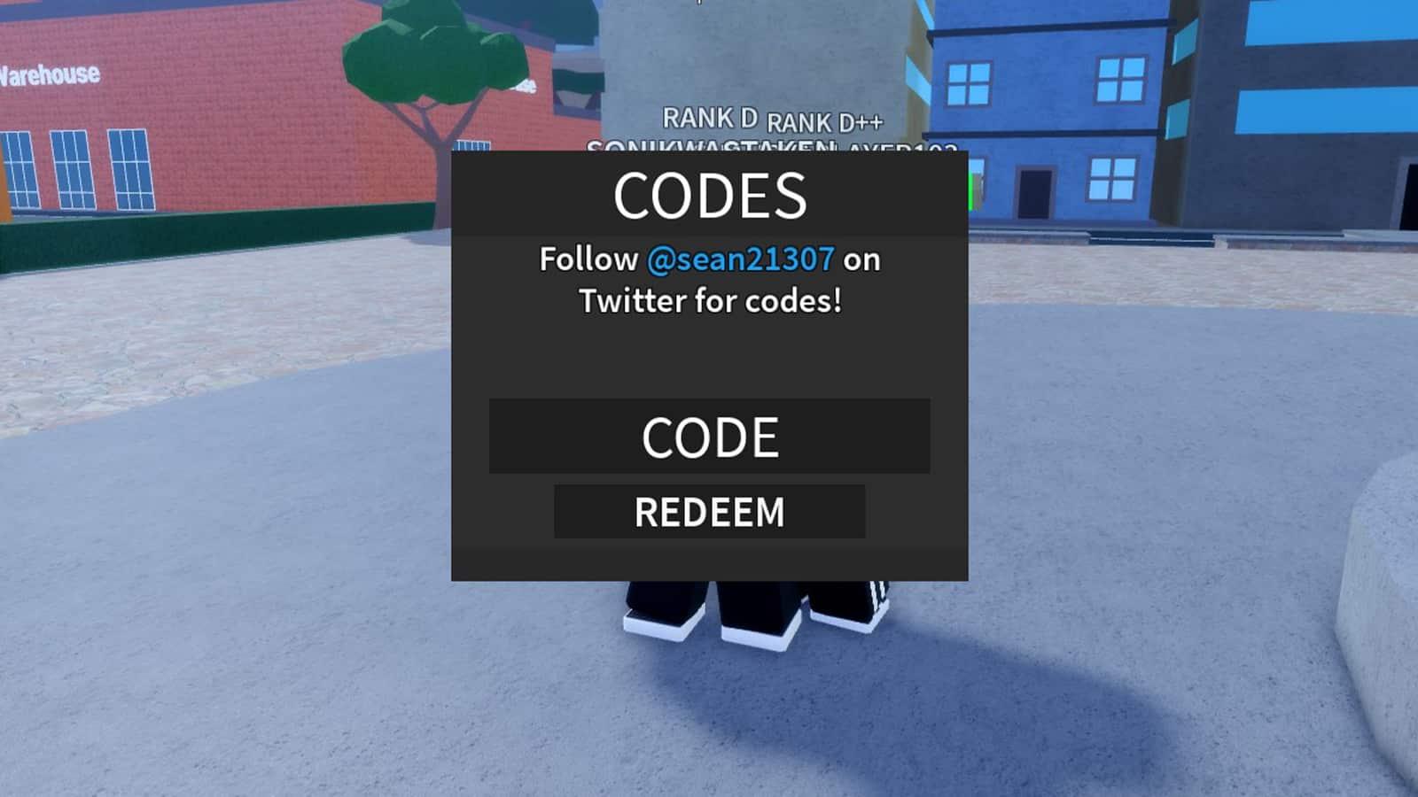 In-game A Hero's Destiny code redeem menu