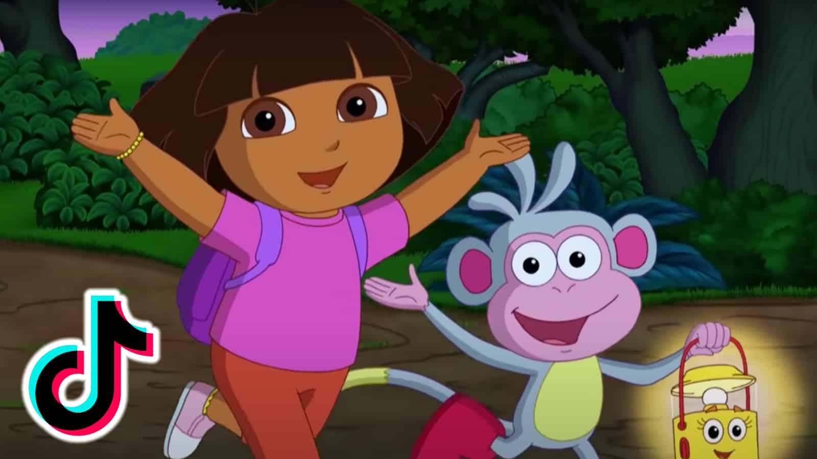 Dora the Explorer next to the TikTok logo