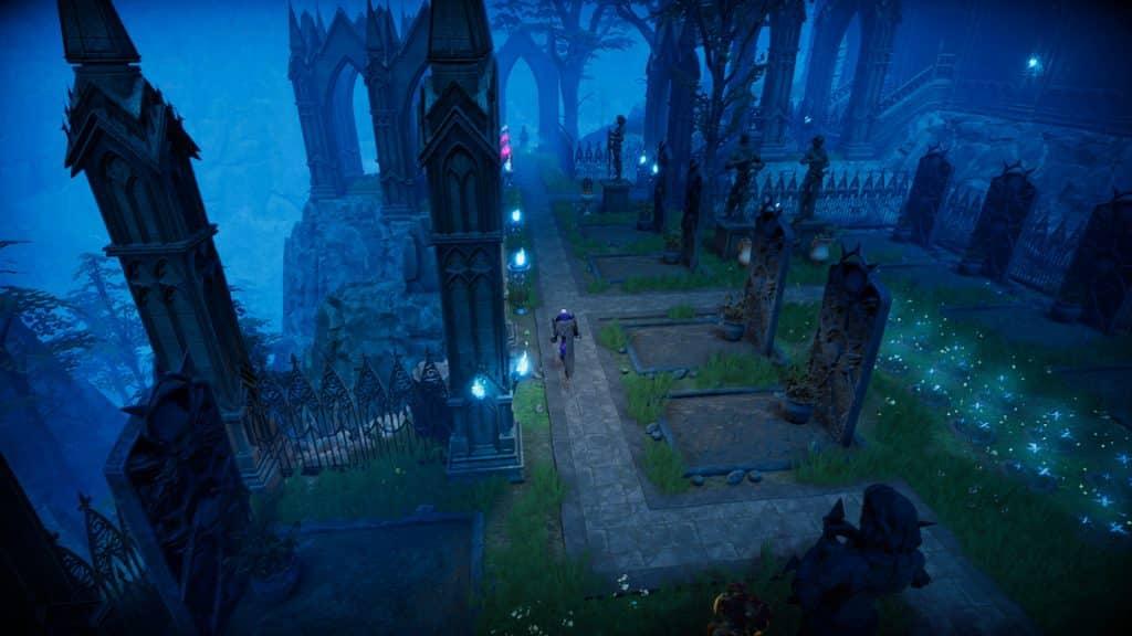 V Rising screenshot showing a graveyard