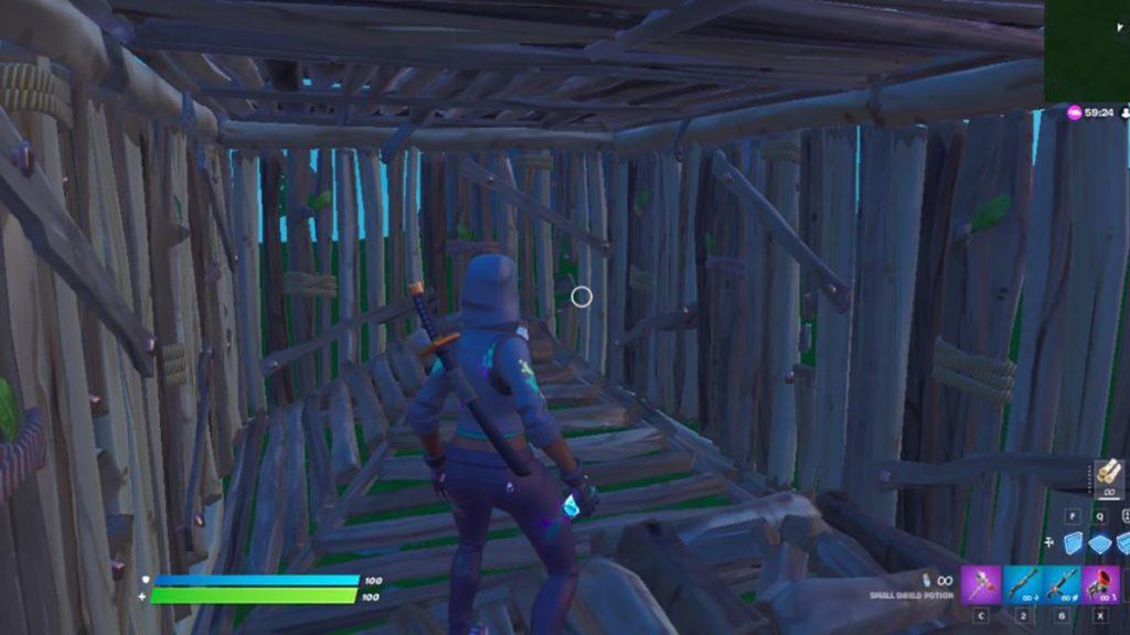 Fortnite player inside box